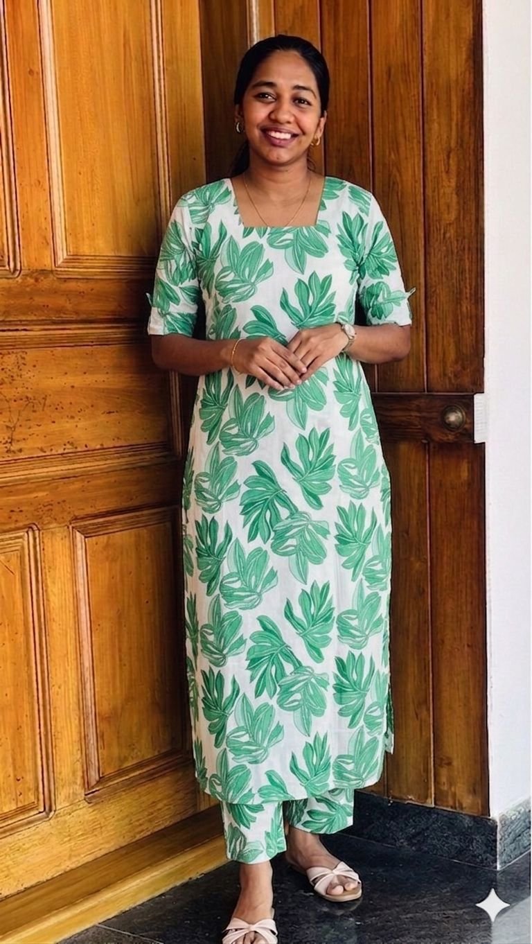 WhatsApp Image 2026-04-03 at 5.25.12 PM Slitted Top Plus Bottom Green with lining - Image 1