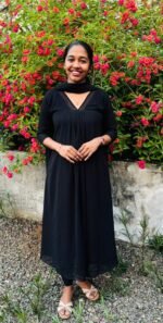 Georgette Kurthi With Duppatta Black