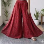 6 piece panel Cotton Palazzo -Red