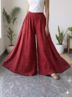 6 piece panel Cotton Palazzo -Red