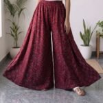 6 piece panel Cotton Palazzo -Maroon