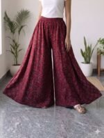 6 piece panel Cotton Palazzo -Maroon
