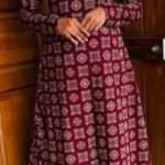 A Line Full Sleeve Top Plus Bottom-Maroon