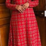 A Line Full Sleeve Top Plus Bottom-Red