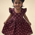 Kids Frock maroon (flower)