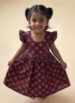 Kids Frock maroon (flower)