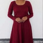 A Line Georgette Kurthi-maroon