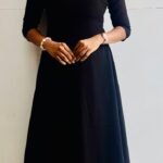 A Line Georgette Kurthi-black