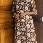 Georgette Slitted Top Plus Bottom-light brown