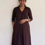 A Line Kurthi black+ magenta-0