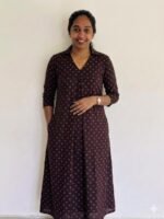 A Line Kurthi black+ magenta-0