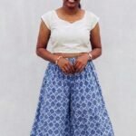 6 piece panel Cotton Palazzo -Blue-O