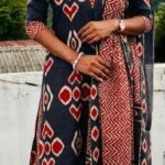Slitted Top Plus Bottom With Duppatta-Black