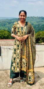 Slitted Top Plus Bottom With Duppatta-Green - Image 2