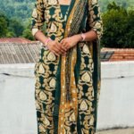 Slitted Top Plus Bottom With Duppatta-Green