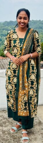 Slitted Top Plus Bottom With Duppatta-Green