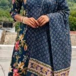 A Line Top Plus Bottom With Duppatta-Blue