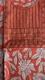 Slitted Top Plus Bottom With Duppatta dark peach - Image 2