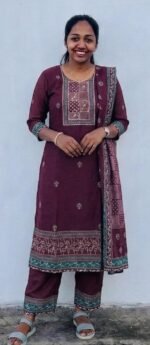 Slitted Top Plus Bottom With Duppatta