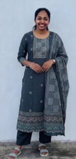 Slitted Top Plus Bottom With Duppatta-green