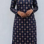 Full Sleeve Slitted Top-Blue