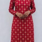 Full Sleeve Slitted Top-Red
