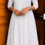 A Line Georgette Kurthi-offwhite