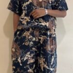 Rayon printed short cordset green