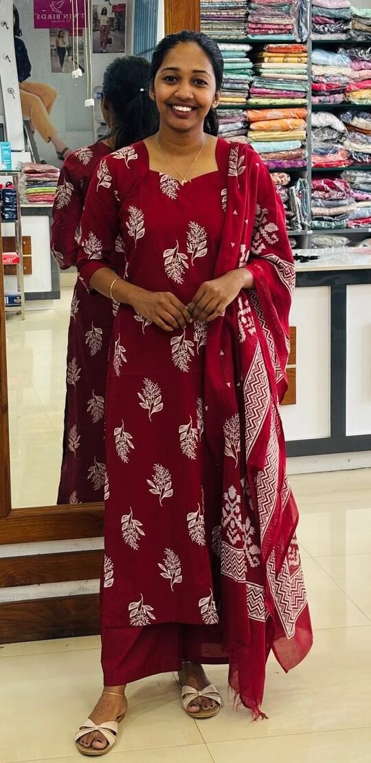 WhatsApp Image 2026-06-10 at 11.27.14 AM slitted top ,bottom with dupatta-maroon - Image 1