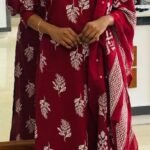 slitted top ,bottom with dupatta-maroon