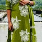 Slitted Top Plus Bottom-Green(without duppatta)
