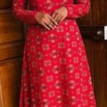 A Line Full Sleeve Top Plus Bottom-Red(N)