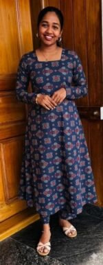 A Line Full Sleeve Top Plus Bottom-Blue(N)