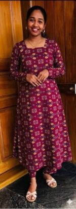 A Line Full Sleeve Top Plus Bottom-Maroon(N)