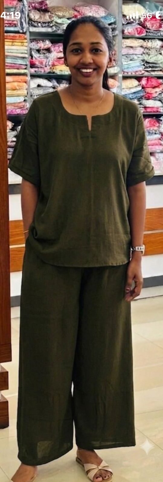 WhatsApp Image 2026-06-24 at 4.19.50 PM wrnkle rayon Cordset-Olive Green(N) - Image 1