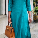 wrnkle rayon Slitted Top Plus Bottom-BG