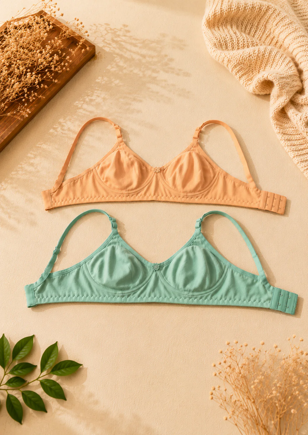 Baniyan Bra-2(light green+cream) - Image 1