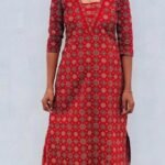 cotton Slitted Top Plus Bottom-Red