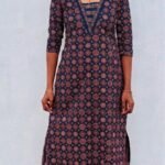 cotton Slitted Top Plus Bottom-Blue