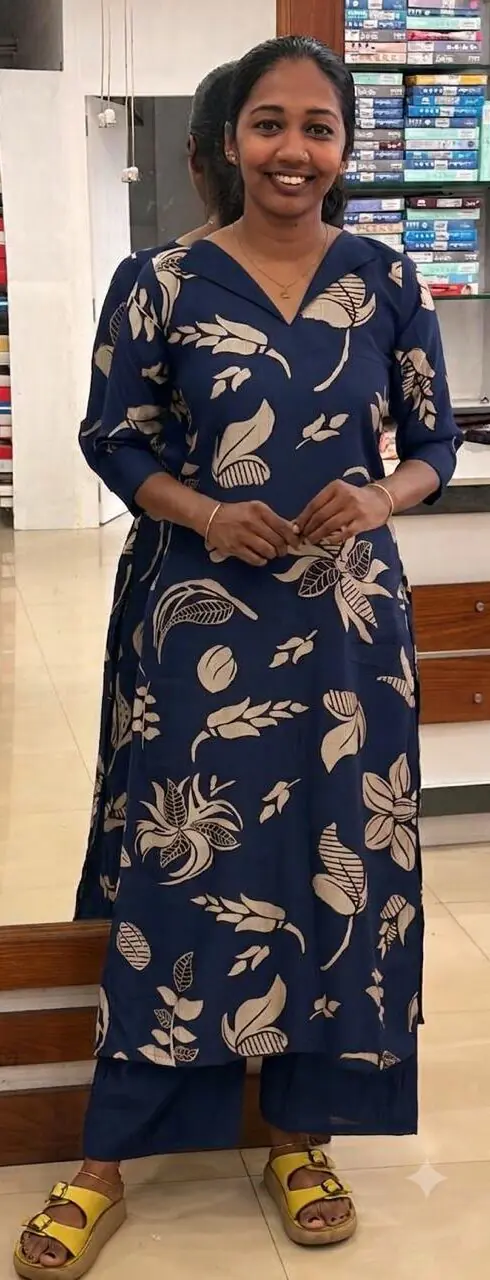 vatikan silk Slitted Top Plus Bottom-Blue - Image 1