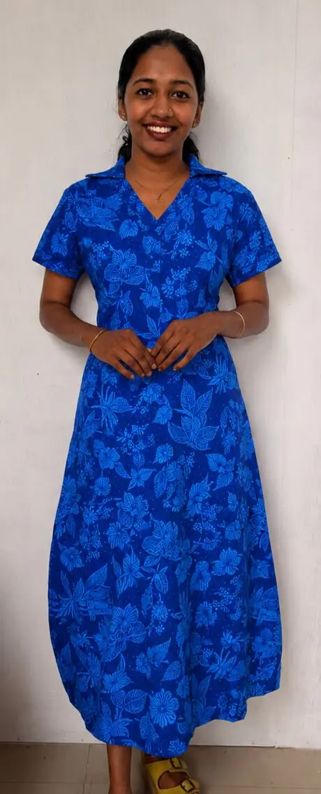 Home Wear With Collar-Blue - Image 1