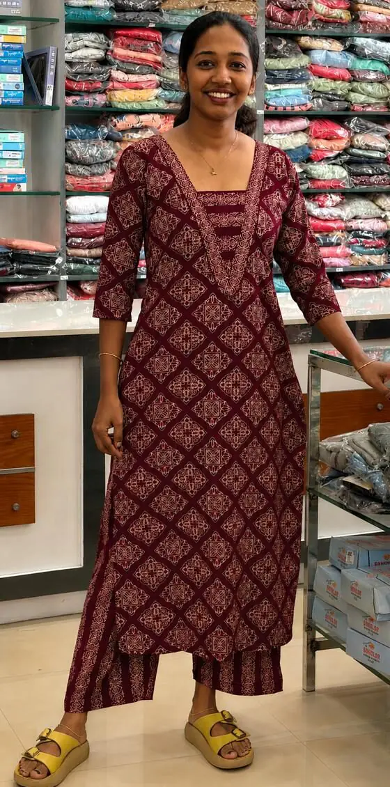 Slitted Top Plus Bottom-Maroon - Image 1