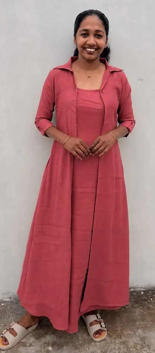 Long Shirt Collar Jacket Top-Peach - Image 1