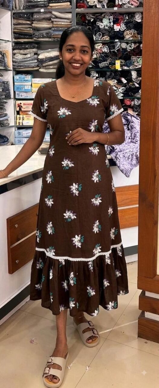 WhatsApp Image 2026-08-11 at 5.48.42 PM (1) A Line Home Wear-Brown - Image 1