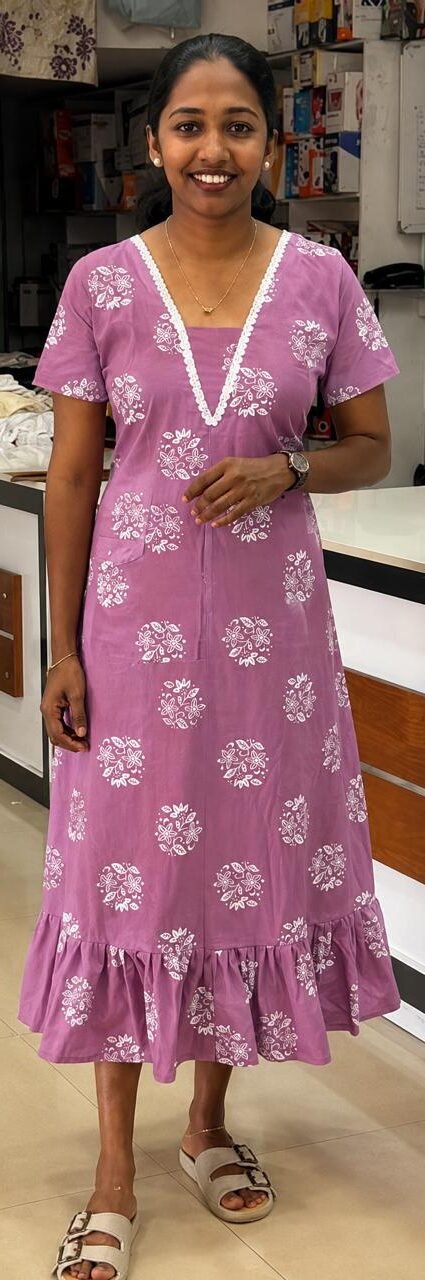 WhatsApp Image 2026-08-15 at 11.06.55 AM Home Wear With Lace-Light Purple - Image 1