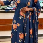 Slitted top plus bottom-blue(without duppatta)