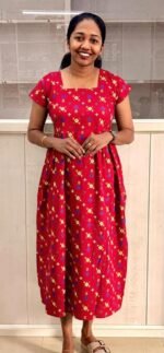 Feeding Home Wear With Zip-Cherry Red