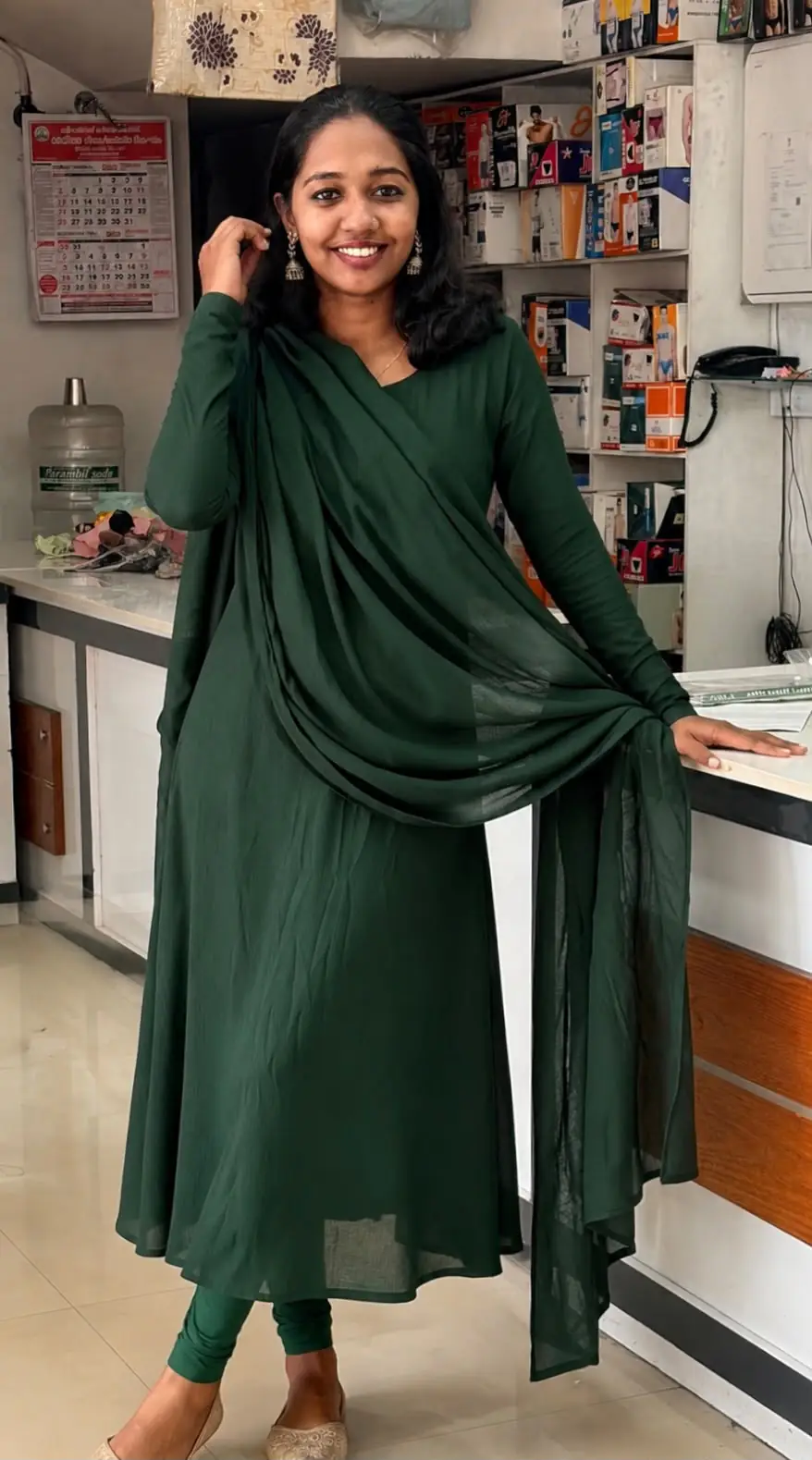 A-line Full Sleeve Top With Duppatta(With Lining) - Image 1