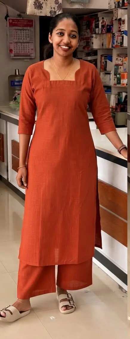Slitted Top Plus Bottom(With Lining)Burnt Orange - Image 1