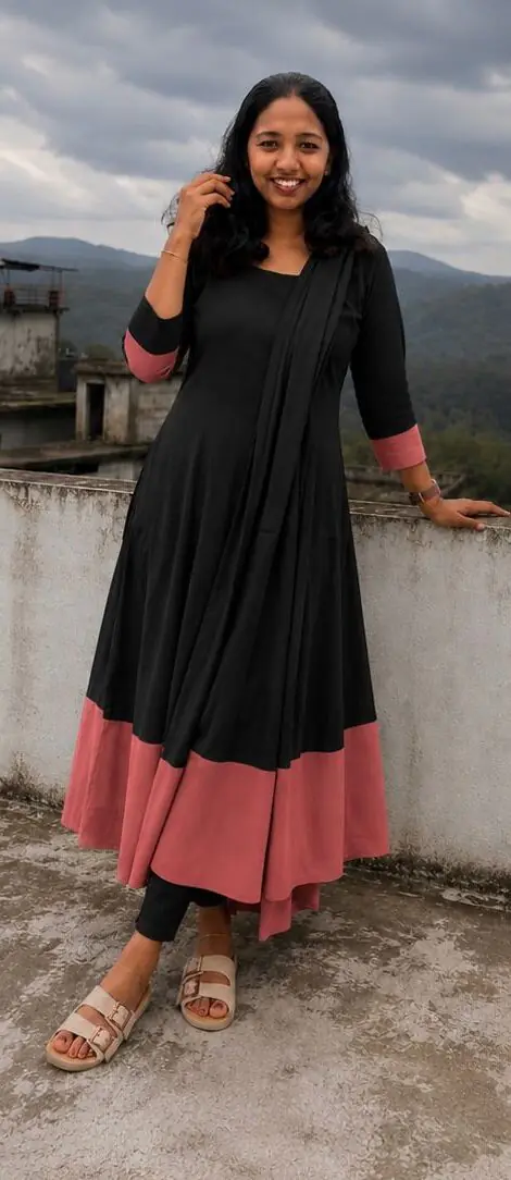 A-line top with lining & dupatta - Image 1